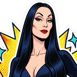 Anjelica Huston, drawn as a comic character