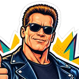 Arnold Schwarzenegger, drawn as a comic character