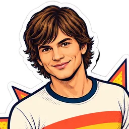 Ashton Kutcher, drawn as a comic character