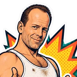 Bruce Willis, drawn as a comic character