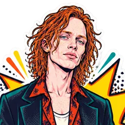 Caleb Landry Jones, drawn as a comic character