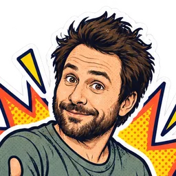 Charlie Day, drawn as a comic character