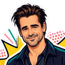 Colin Farrell, drawn as a comic character