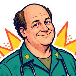 David Ogden Stiers, drawn as a comic character