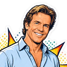 Dennis Quaid, drawn as a comic character