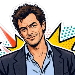 Dominic West, drawn as a comic character