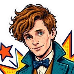 Eddie Redmayne, drawn as a comic character