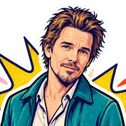 Ethan Hawke, drawn as a comic character
