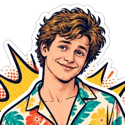 Fred Hechinger, drawn as a comic character