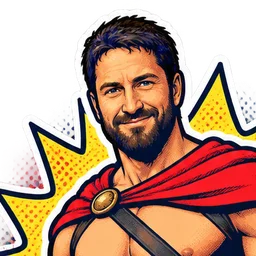 Gerard Butler, drawn as a comic character