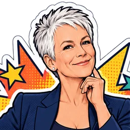 Jamie Lee Curtis, drawn as a comic character