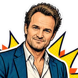 Jason Clarke, drawn as a comic character