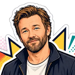 Joel Edgerton, drawn as a comic character