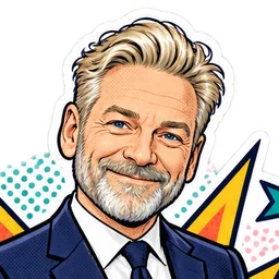 Kenneth Branagh, drawn as a comic character