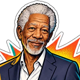 Morgan Freeman, drawn as a comic character
