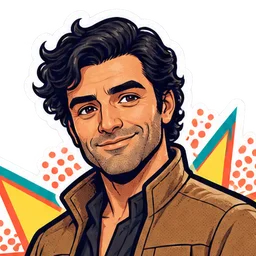 Oscar Isaac, drawn as a comic character