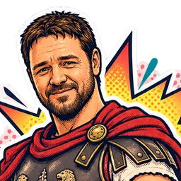 Russell Crowe, drawn as a comic character