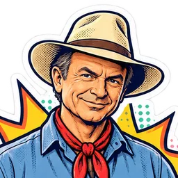 Sam Neill, drawn as a comic character
