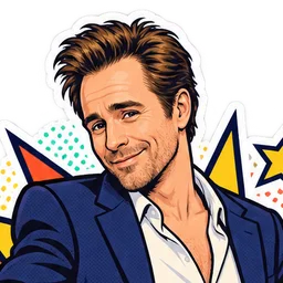 Sam Rockwell, drawn as a comic character
