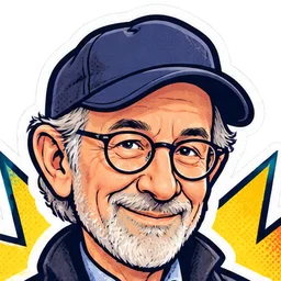 Steven Spielberg, drawn as a comic character