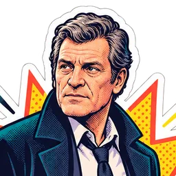 Tchéky Karyo, drawn as a comic character